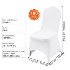 Universal 100 pcs Polyester Spandex Wedding Chair Covers Arched Front White
