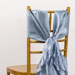 5 DUSTY BLUE Curly Willow Chiffon Satin CHAIR SASHES Party Event Decorations