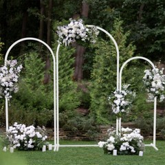 Large Wedding Arch Backdrop Set of 3 Metal White Arched Frame Stand Party Decor