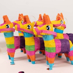 3 Assorted Colorful Paper Mini Donkey Pinatas for Fiesta Party Decorations