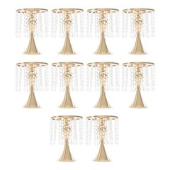 10 Pack Gold Tabletop Flower Stands 26 cm Crystal-Style Acrylic Iron