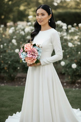 Blue & Blush Pink Wedding Bridal Bouquet, Silk Flower Bouquet, Lavender Wedding