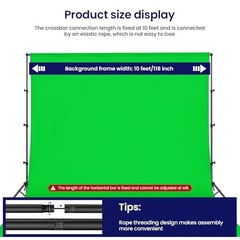 Portable Reverse-Folding Backdrop Stand Kit, 10ft x 6.5ft (W x H) Adjustable