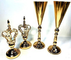 12-Piece Royal Gold Crown & Goblet Decor Set – Luxury Wedding Centerpiece Bundle