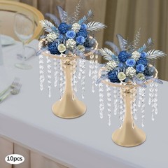 10 Pack Gold Tabletop Flower Stands 26 cm Crystal-Style Acrylic Iron