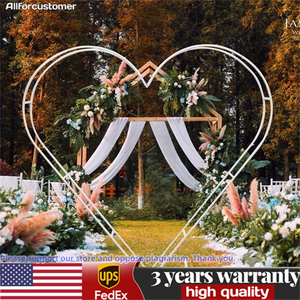Metal Heart Shaped Wedding Arch Backdrop Stand White for Wedding Ceremony Decor