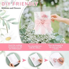 50 Sets Wedding Invitats Wraps Set Rose Gold Foil Pre Folded