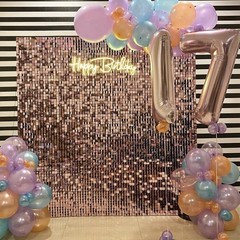 Shimmer Wall Backdrop-24 Packs Rose Gold Panels Square Sequin Backdrop for Party