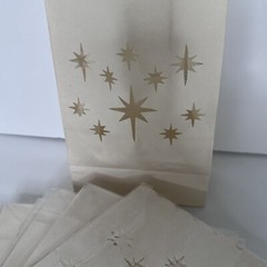 65 pcs White Luminary Bags Candle Bag with Stars Design Durable Wedding Party