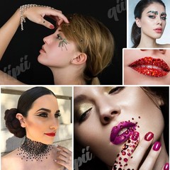 qiipii 18 Colors Crystal Resin Rhinestones 2mm 3mm Rainbow Colorful Flatback …