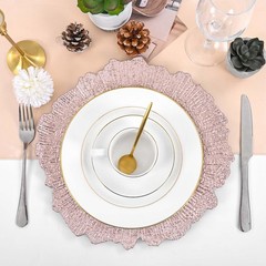 Pesonlook 50Pcs Rose Gold Charger Plates Round 13inch, Reef Plate Chargers fo…