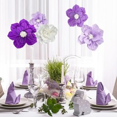 Purple Paper Flowers 3D Wall Decor Party Decorations Girls Women Elegant