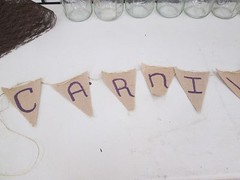Rustic Wedding Letter Hessian Burlap Fabric Bunting Banner Purple “Carnival”