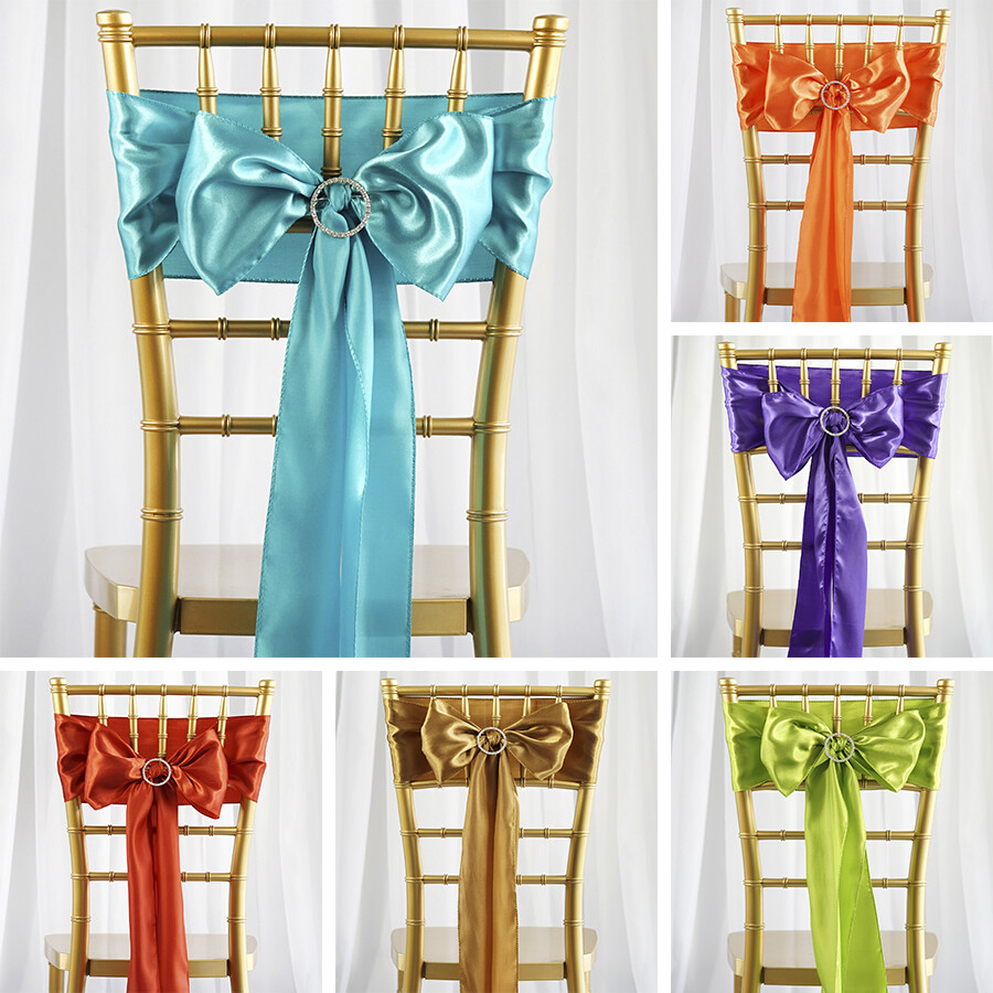 25 Satin CHAIR SASHES Ties Bows Wedding Party Ceremony Reception Decorations