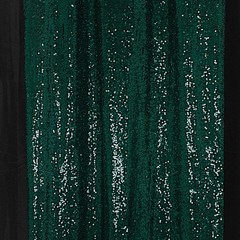 2 HUNTER GREEN 8ft x 2ft Sequined Backdrop Curtain with Rod Pockets Wedding