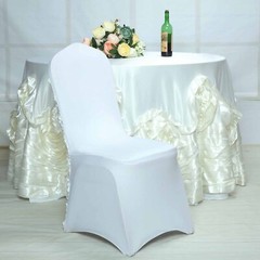 White Satin Rosette SPANDEX Stretchable Banquet CHAIR COVER Wedding
