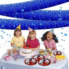 Blue Foil Fringe Garland 10FT 6packs, Metallic Foil Tinsel Fringe Banners for…