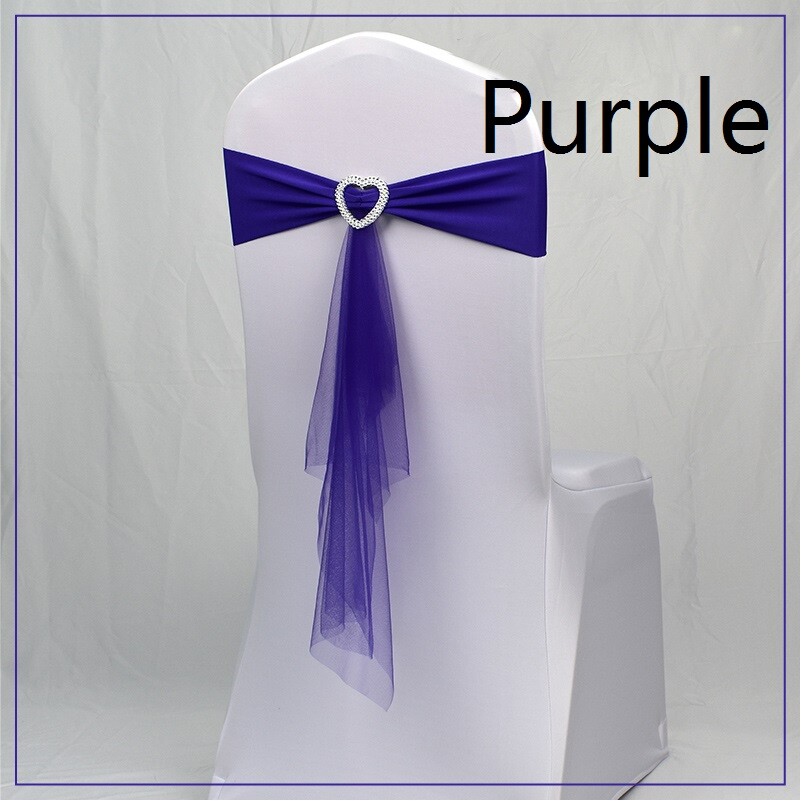 10X Chair Cover Band Bow Sashes Rhinestone Buckle Slider Banquet Wedding Party