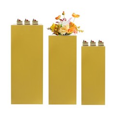 3-Pc Gold Iron Display Pedestal Stands Cuboid Set for Wedding Party