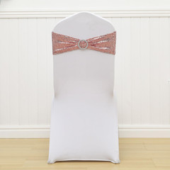 Double-Sided Sequins Rose Gold Chair Sashes for Wedding Decor, Rose Gold Sequin