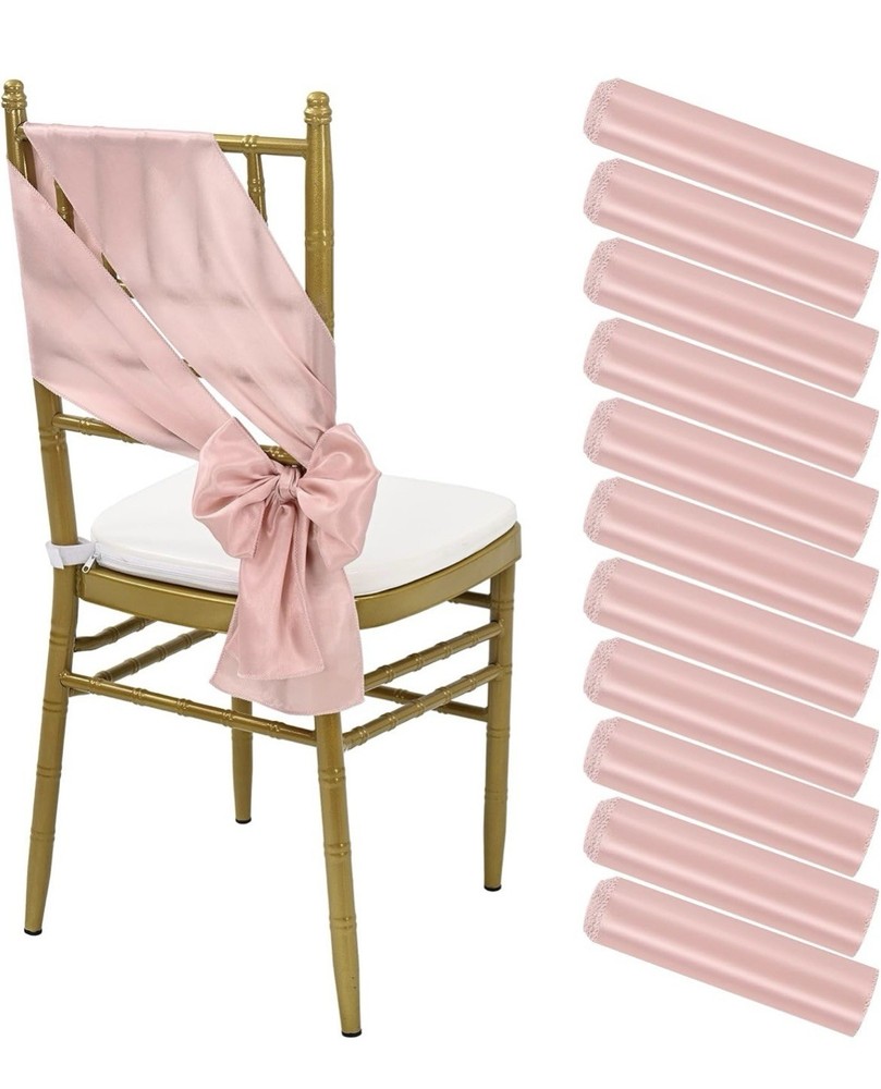 Showgeous 60 PCS Rose Gold Satin Chair Sashes Bows Decoration Chair Cover for…
