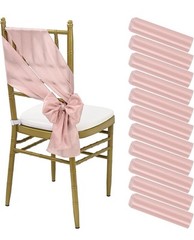 Showgeous 60 PCS Rose Gold Satin Chair Sashes Bows Decoration Chair Cover for…