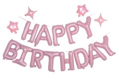 Pink Happy Birthday Banner Balloon Aluminum Foil 16 Inch Letter,Bright Pink 1…