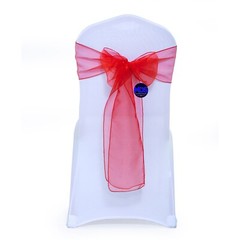100 Red Organza Chair Sashes Bow for Wedding Party Event Banquet Decor-Free Ship