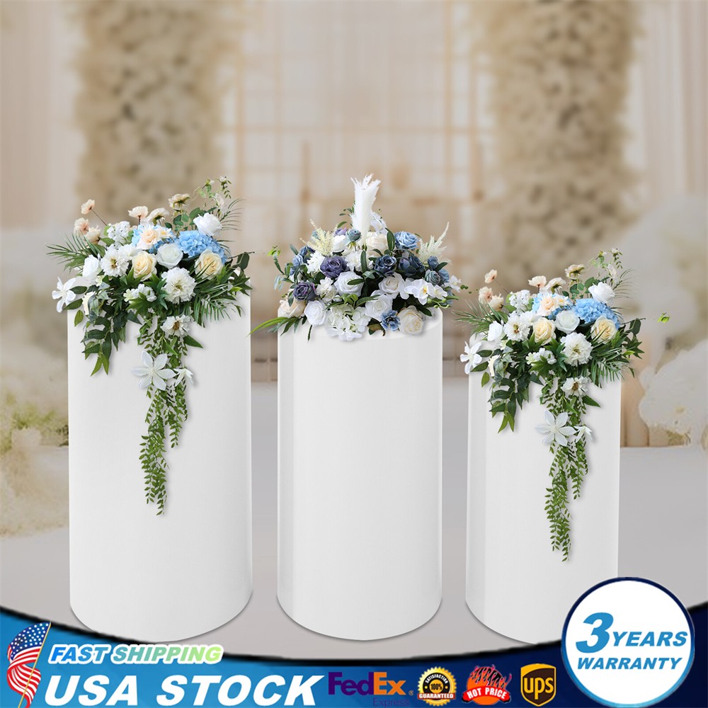 3 Piece Round Cylinder Pedestal Stands For Party Wedding Party Display Decor