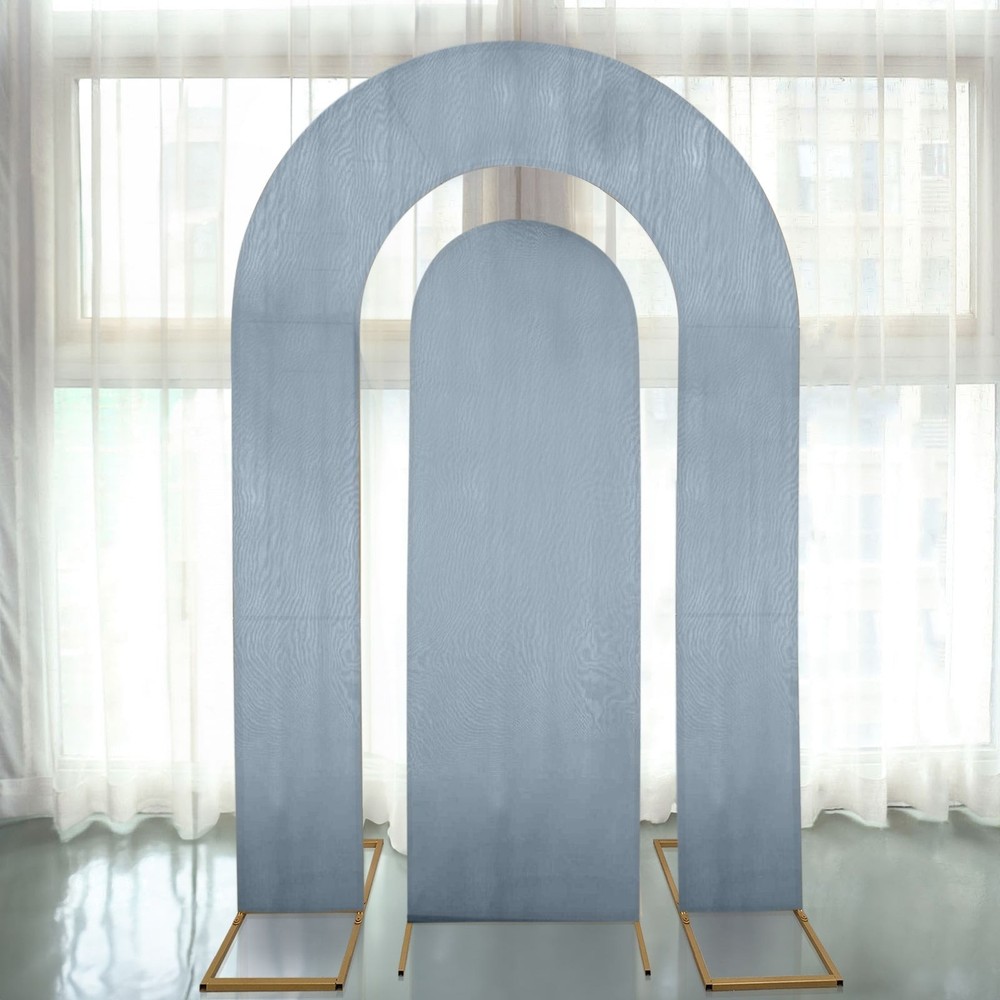 2 DUSTY BLUE Fitted Spandex Open Arch Double Sided Backdrop STAND COVERS Party