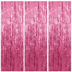 3 Pack Pink Backdrop Birthday Party Decorations Tinsel Foil Fringe Curtains B…