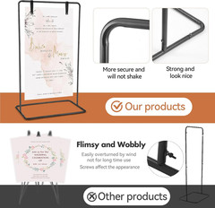 Wedding Welcome Sign Heavy Duty Black Easel Stand with 4 Leather Strap |