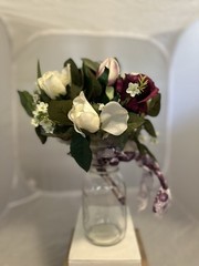 Elegant Artificial Rose Bouquet Burgundy, Cream & Blush Wedding, Home Décor