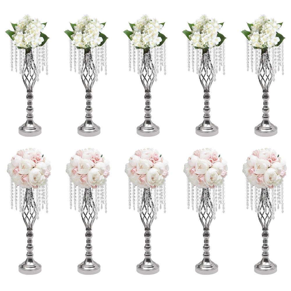 10PCS Crystal Stands Wedding Table Centerpieces Flower Racks 21.7″ Tall