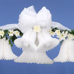 2-PACK HONEYCOMB BRIDAL WHITE PAPER BELLS BY VICTORIA LYNN 9” 11” 15”