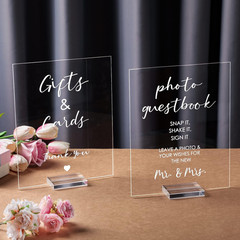 2 Pieces Wedding Photo Guest Book Sign 8 X 10 Inch Acrylic Wedding Signs For