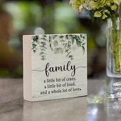 Funny Family a Little Bit of Crazy Wood Box Sign, Inspirational Quotes Rustic…