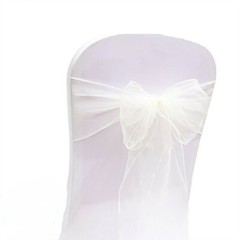 Ivory organza chair sashes chair ties bow Chair ribbon wedding anniversary decor