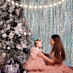 2 Pack Silver Backdrop Curtain Tinsel Streamers Sparkle Metallic Wavy Foil Fr…