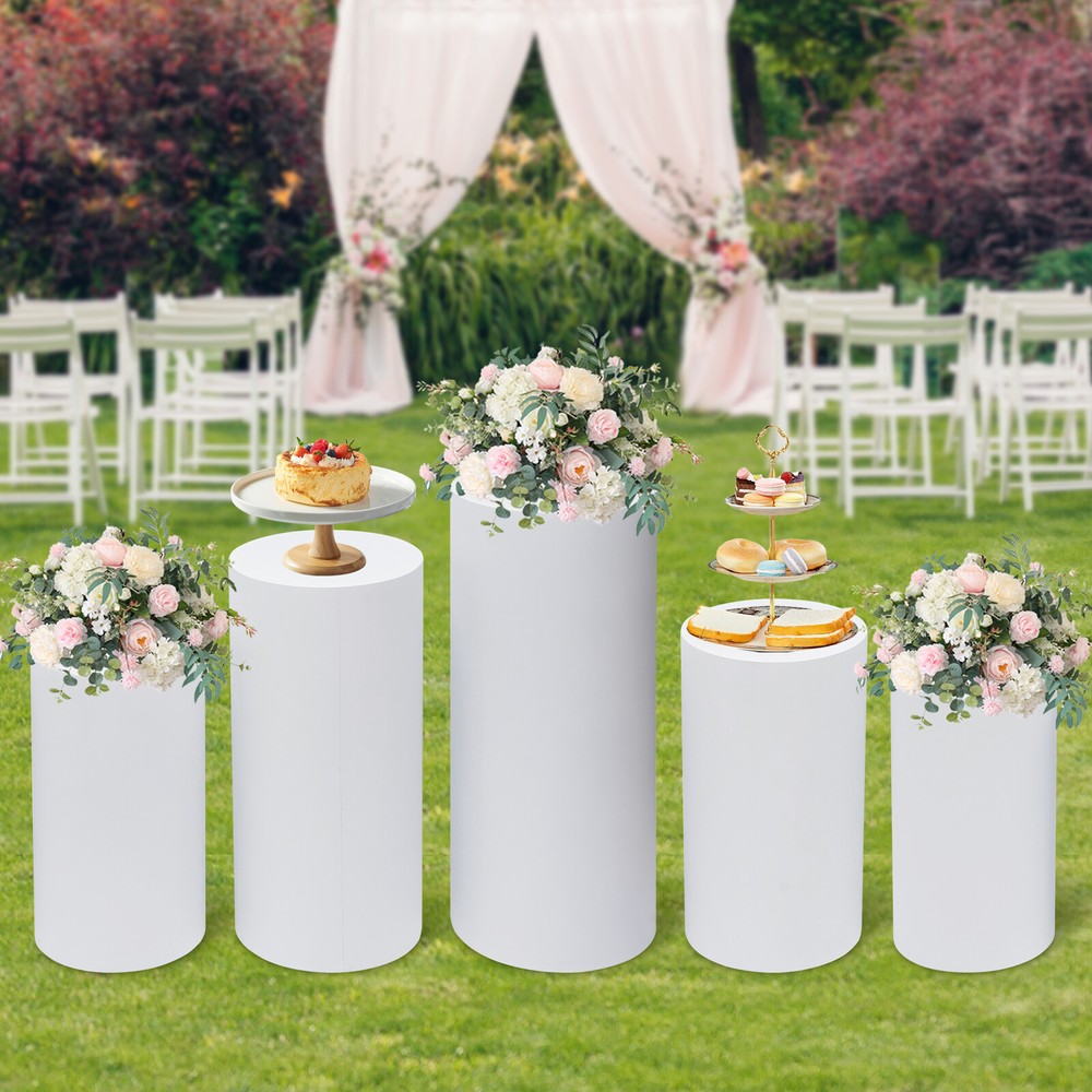 Metal Cylinder Pedestal Stand Backdrop Columns Birthday Dessert Display Table