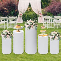 Metal Cylinder Pedestal Stand Backdrop Columns Birthday Dessert Display Table