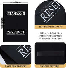6 Pcs Reserved Seating Signs Reserved Chair Sign Printed Placeholder for Church