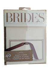 Wedding Table Card Kit, 40pc Ivory/Brown Fold & Stand Name Plate Tags