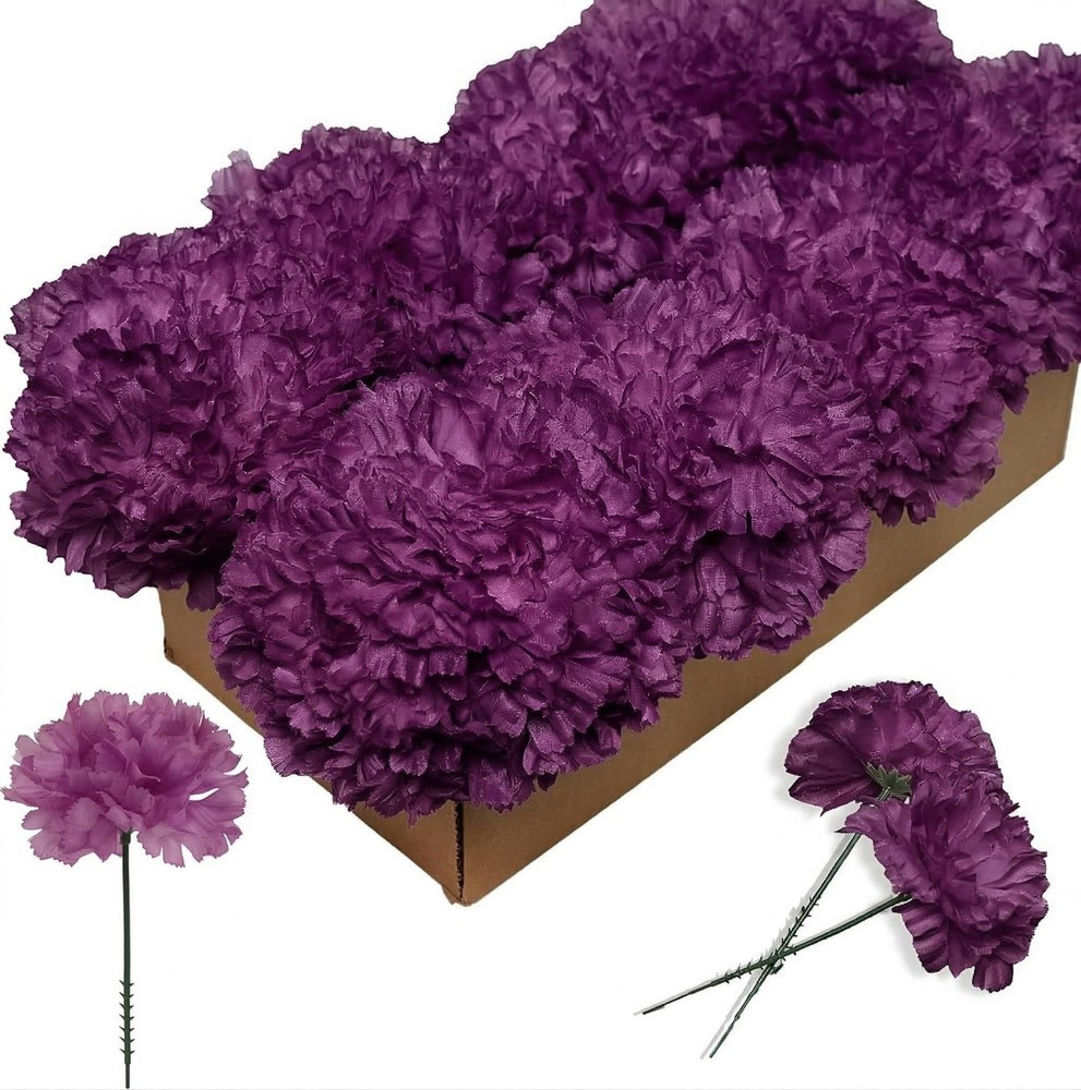 Larksilk Lavender Carnations, Fake Flowers, 100 Pack for Events, Weddings, DIY