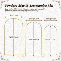 7.2FT, 6.6FT, 6FT Arch Backdrop Stand for Wedding Ceremony Birthday Party Garden