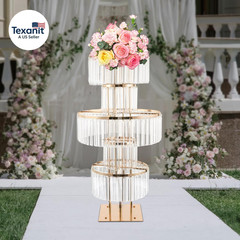 5 Tier Acrylic Crystal Flower Stand,Crystal Flower Stand for Wedding Centerpiece