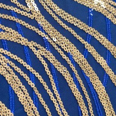 5 ROYAL BLUE GOLD Mesh Embroidered Sequins CHAIR SASHES Party Events