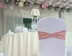 Rose Gold Sequin Chair Sashes 50 Pack for Weddings & Parties Decor