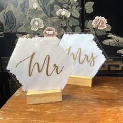 Mr & Mrs Wedding Signage Bride Groom Acrylic Sign Wedding Table Decor