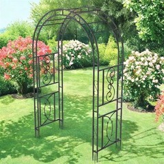 Metal Garden Arch with Ground Stakes Climbing Plant Trellis Wedding Frame Decor